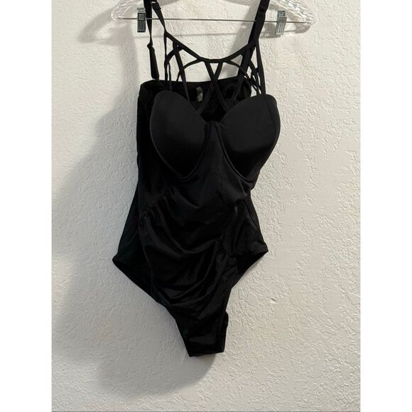 torrid Other - Plus Size 2r 2x 2 Torrid Caged Strappy One Piece Underwire Black Swimsuit